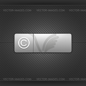 Copyright sign on gray rectangle web button - vector clipart