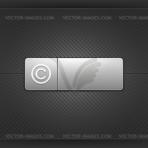 Copyright sign on gray rectangle web button - vector clipart