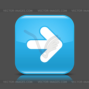 Blue glossy web button with arrow right symbol - vector image