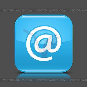 Blue glossy web button with e-mail sign - vector image