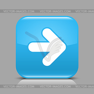 Blue glossy web button with arrow right symbol - vector clipart