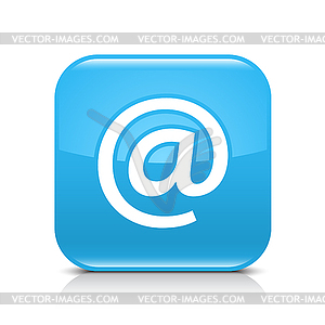 Blue glossy web button with e-mail sign - vector image