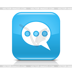 Blue glossy web button with chat sign - vector clipart