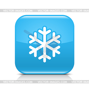 Blue glossy web button with low temperature sign - vector image