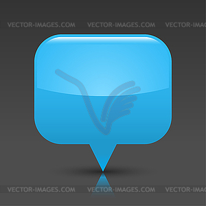 Blue glossy blank map pin web button - vector image