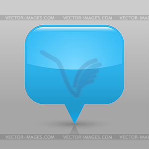 Blue glossy blank map pin web button - vector image