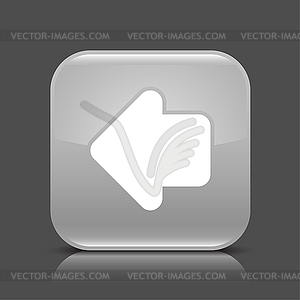 Gray glossy web button with arrow left sign - vector image