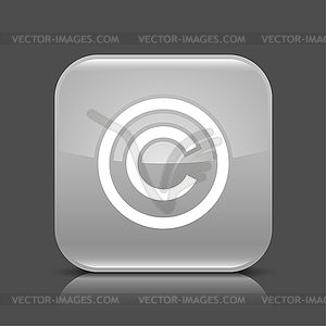 Gray glossy web button with copyright sign - vector clip art
