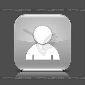 Gray glossy web button with user profile sign - vector clipart