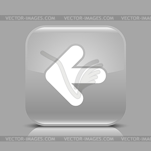 Gray glossy web button with arrow left sign - vector clipart