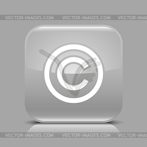 Gray glossy web button with copyright sign - vector image