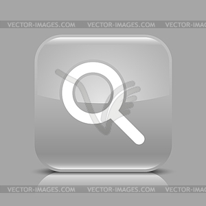 Серый глянцевый веб-кнопка с увеличительным стеклом знак - векторизованное изображение клипарта