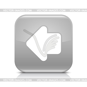 Gray glossy web button with arrow left sign - vector clipart