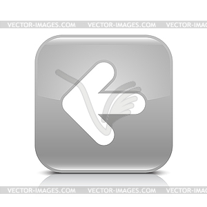 Gray glossy web button with arrow left sign - vector image