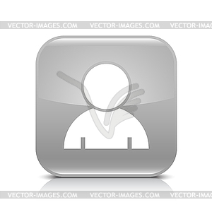 Gray glossy web button with user profile sign - vector image