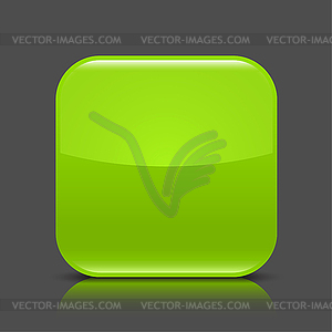 Green blank square button - vector image