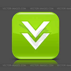 Green glossy web button with arrow download sign - vector clip art