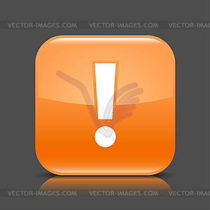 Orange glossy web button with attention sign - vector image