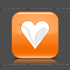 Оранжевая глянцевая веб кнопка с сердцем знак - изображение в векторе