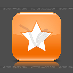 Orange glossy web button with star sign - vector clipart