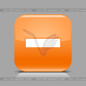 Orange glossy button with minus - vector clipart