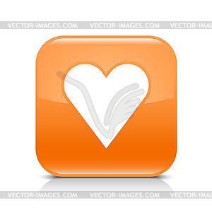 Orange glossy web 2.0 button with heart sign - vector clipart
