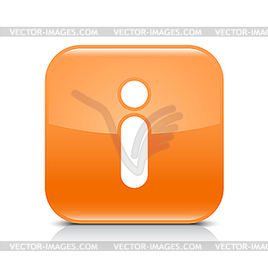 Orange glossy web button with information sign - vector image