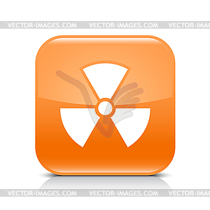 Orange glossy web button with radiation sign - vector clipart