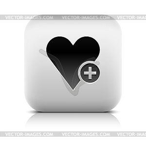 Heart sign web icon with plus - vector image