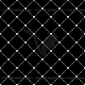 Черный бесшовный фон с белыми символ сердца - стоковый векторный клипарт