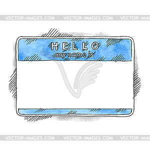 Blue name tag sticker - vector clipart