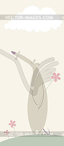 Mouse with flower - vector clipart / vector image