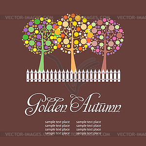 Fine autumn card with stylized trees. - vector clipart