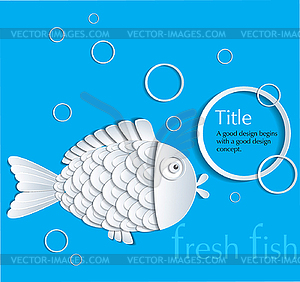 Card with picture of original concept of fish - vector image