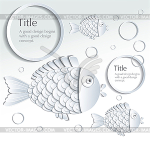 Card with picture of original concept of fish - vector EPS clipart