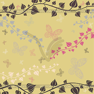 Flowers and butterflies - vector clip art