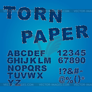 Torn paper font - vector image