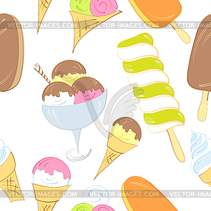 Ice cream seamless pattern - vector EPS clipart