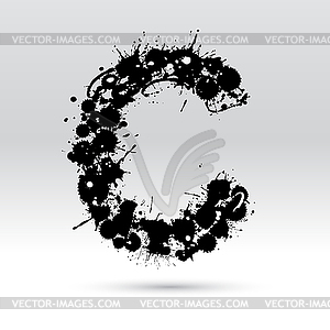 Letter C formed by inkblots - vector clipart