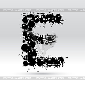 Letter E formed by inkblots - vector EPS clipart