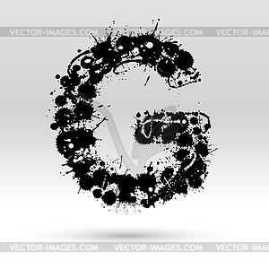 Letter G formed by inkblots - vector image