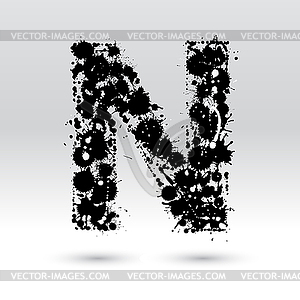 Letter N formed by inkblots - vector clip art