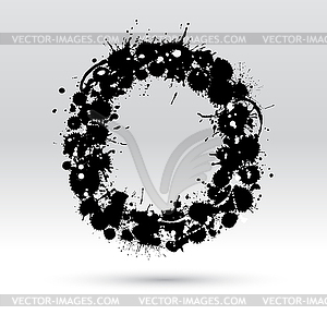 Letter O formed by inkblots - vector clipart