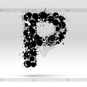 Letter P formed by inkblots - vector image