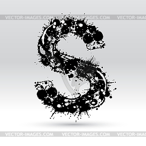 Letter S formed by inkblots - vector clipart