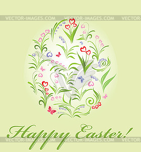 Easter floral egg - vector clip art