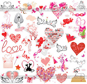 Valentine`s day object collection - vector image