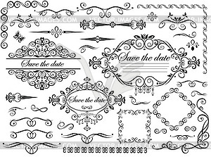 Vintage wedding design elements - stock vector clipart