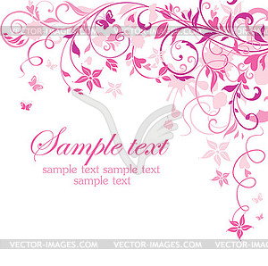 Pink floral retro card - vector image
