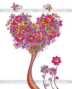 Postcard with funny greeting tree - vector image